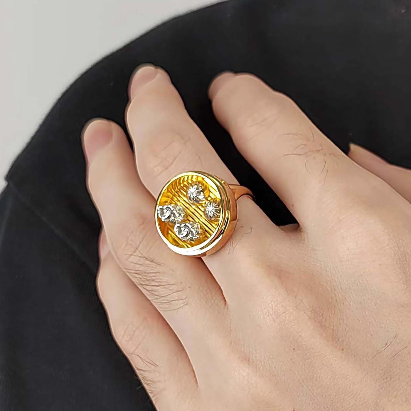 Dim Sum Ring in Sterling Silver & Part Gold Plate